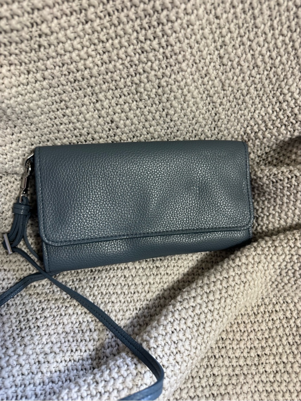 Vera Bradley Pebbled Leather Crossbody in Slate Blue-Green